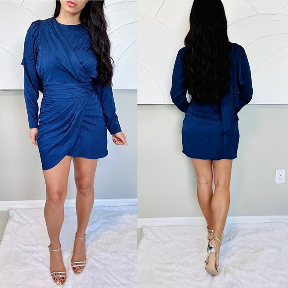 Ronny Kobo Shanaya Drape Mini Dress Navy Zebra - Picture 4 of 12